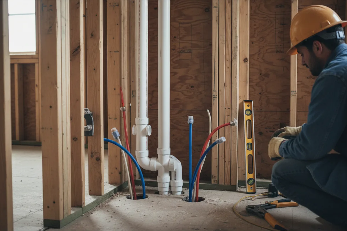 Drain and supply rough-in during Leak Detection in Ridgeway